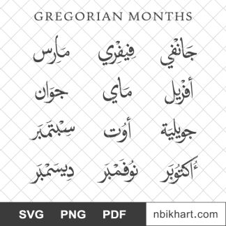 Gregorian months arabic, الأشهر الميلادية